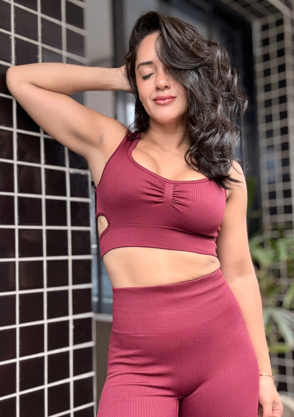 AYLA Lia Seamless Legging Set in Chumbo