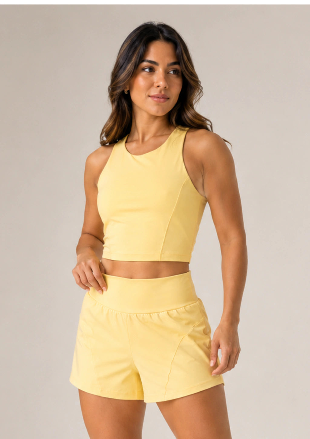 AYLA Ana Double Short Pocket Set in Amarelo Manteiga